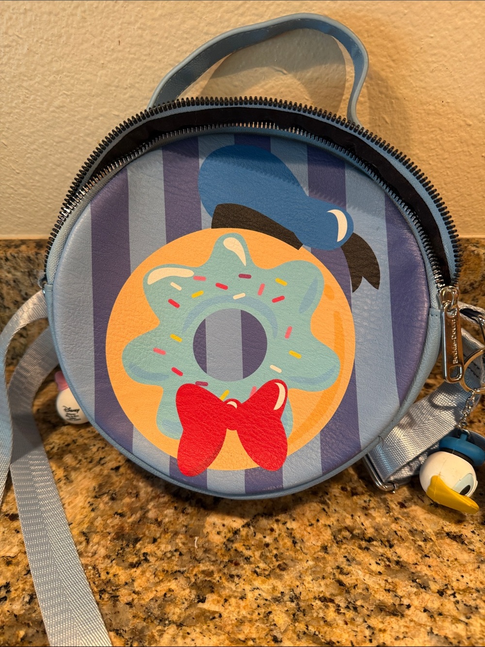 Disney Round Donut Character Crossbody Bag in Light Blue, Red and Yellow